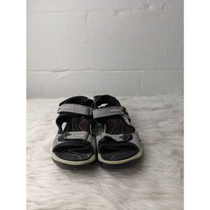 Ecco Offroad Strappy Sandals Womens 7 Grey Black Nubuck Leather Hiking‎ Outdoor